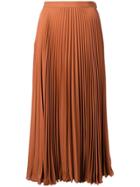 Valentino Midi Pleated Skirt - Brown