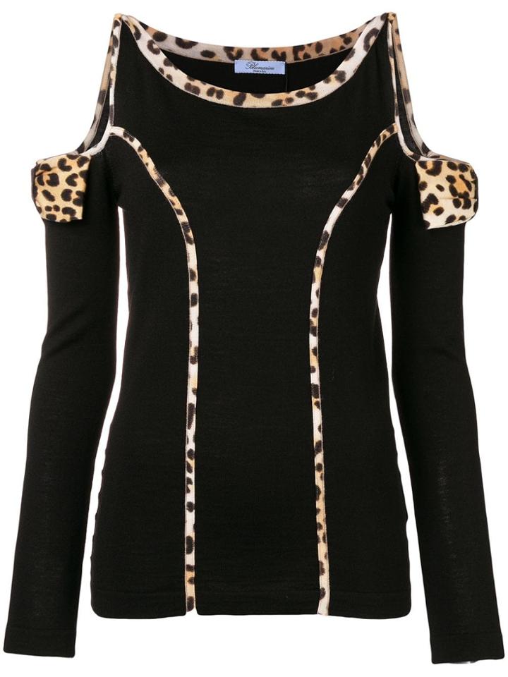 Blumarine Leopard Print Trim Sweater - Black