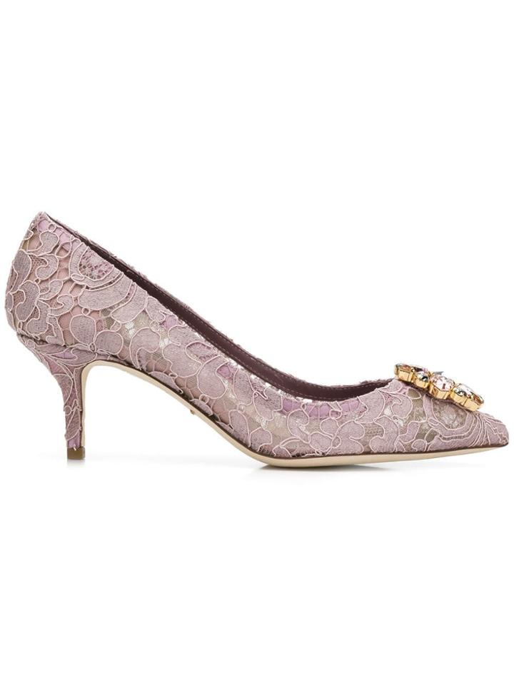 Dolce & Gabbana Lace Paneled Pumps - Purple