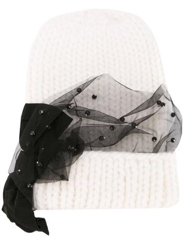 Eugenia Kim Mesh Trim Knitted Hat - White
