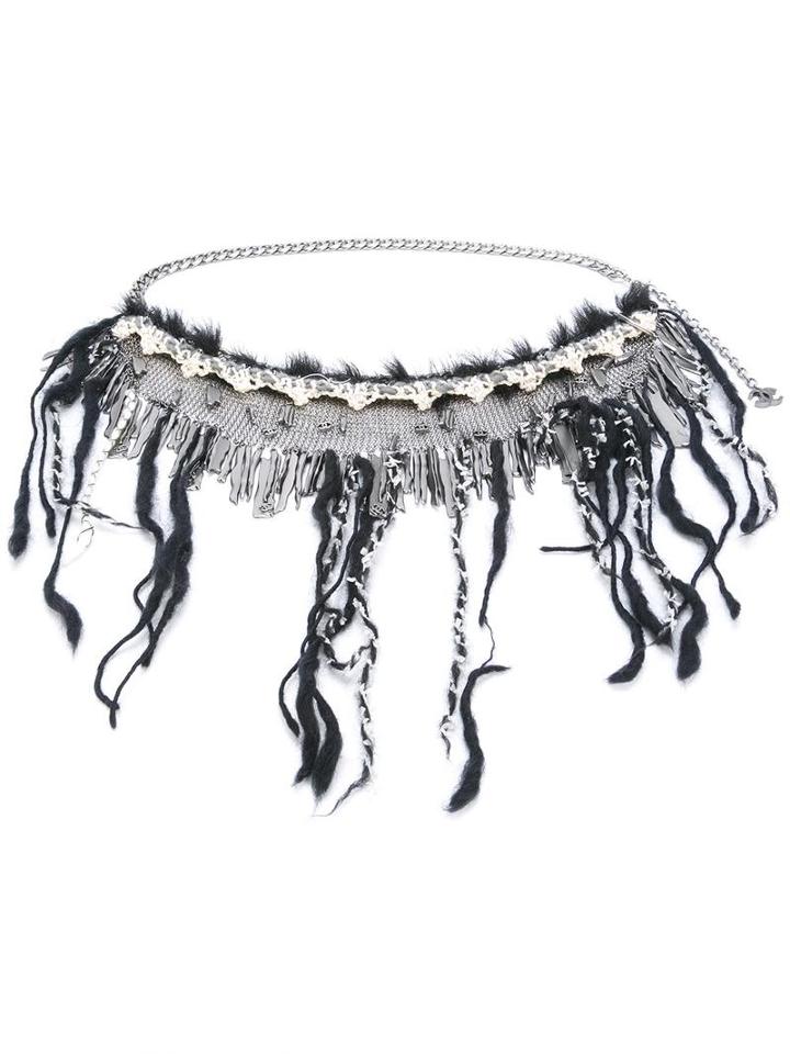 Chanel Vintage Fringed Choker Necklace, Women's, Metallic