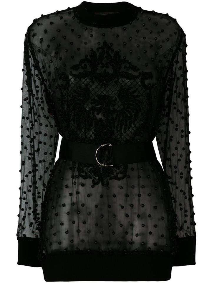 Amen Beaded Sheer Sweatshirt - Black
