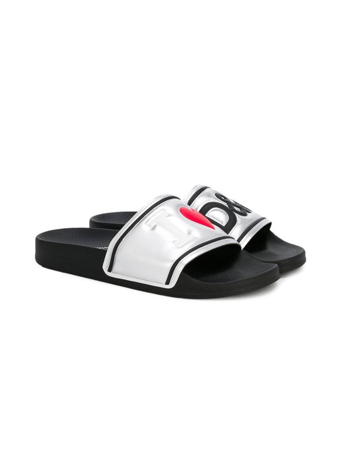 Dolce & Gabbana Kids I Heart D & G Slides - Grey
