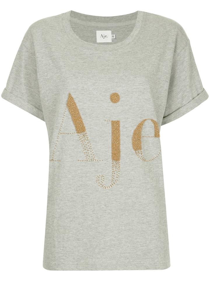 Aje Bead Embellished Logo T-shirt - Grey