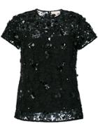 Michael Michael Kors Floral Appliqué Lace Blouse - Black