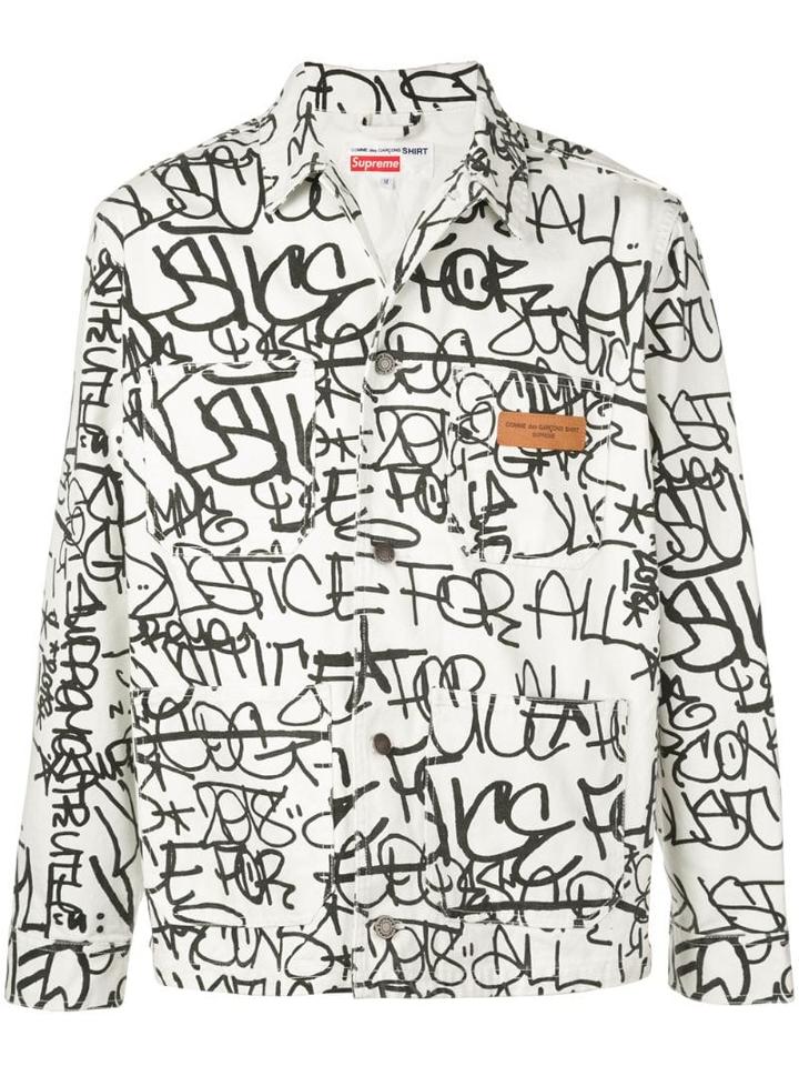 Supreme Cdg Printed Chore Coat - White