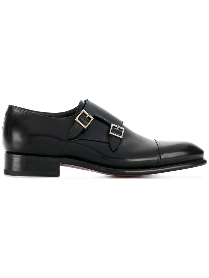 Santoni Buckled Monk Shoes - Black