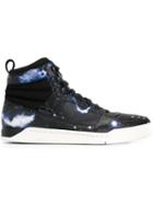 Diesel Onice Hi-top Sneakers, Men's, Size: 41, Black, Leather/polyurethane/rubber