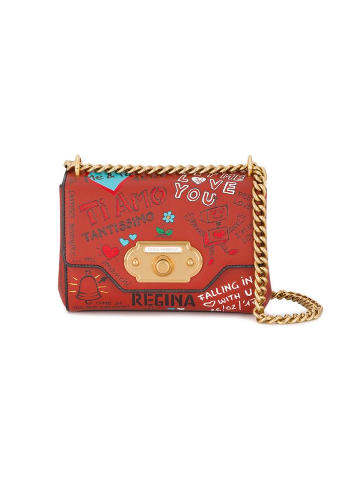 Dolce & Gabbana Welcome Shoulder Bag With Print Details - Red