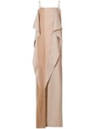 Burberry Feather Detail Panelled Wool, Silk And Velvet Gown - Neutrals