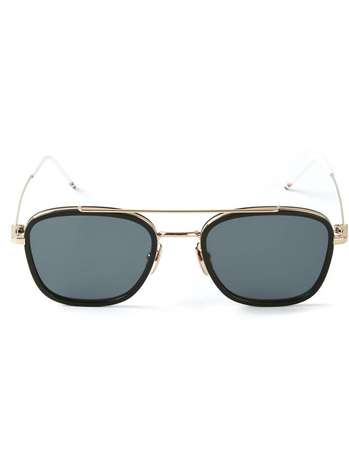 Thom Browne Square Frame Sunglasses, Adult Unisex, Black, Titanium/12kt Gold