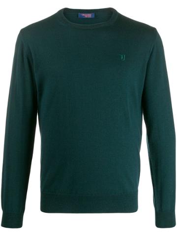 Trussardi Jeans Embroidered Logo Relaxed-fit Jumper - Green