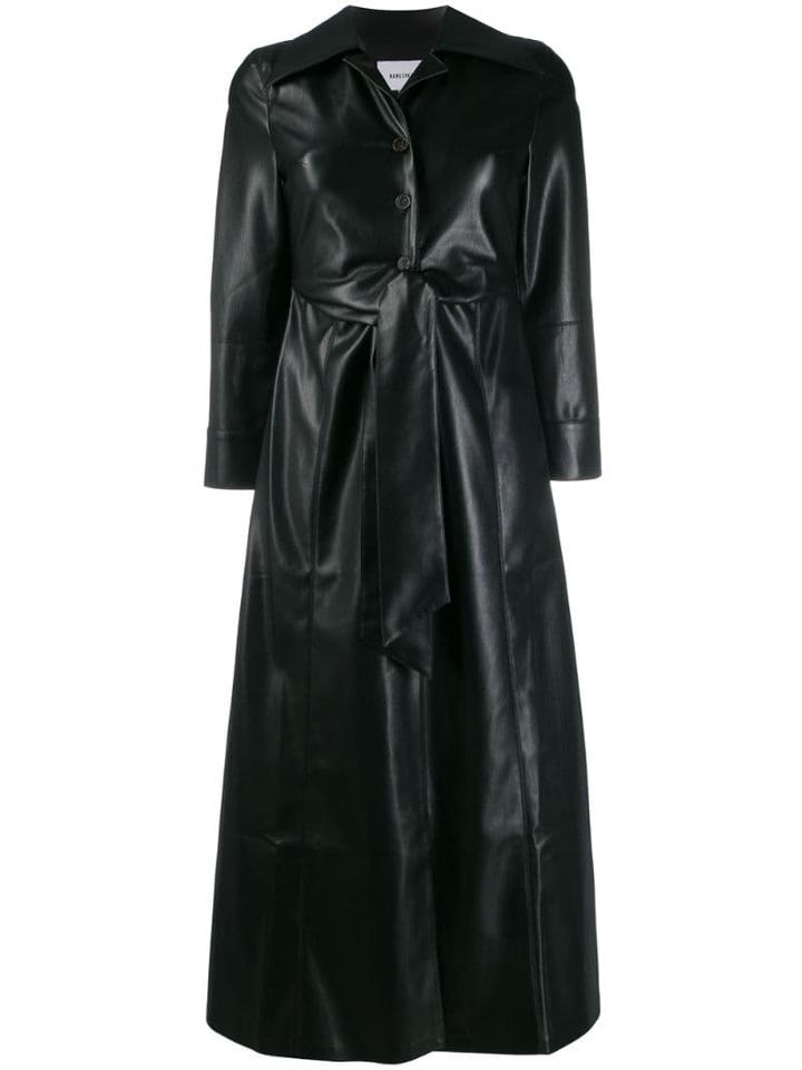 Nanushka Faux-leather Belted Trenchcoat - Black