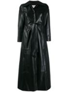 Nanushka Faux-leather Belted Trenchcoat - Black