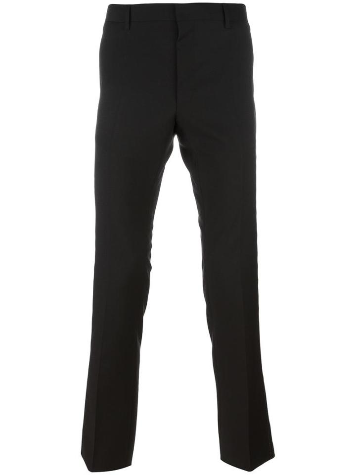 Lanvin Striped Slim Fit Trousers, Men's, Size: 48, Black, Viscose/polyester/cotton