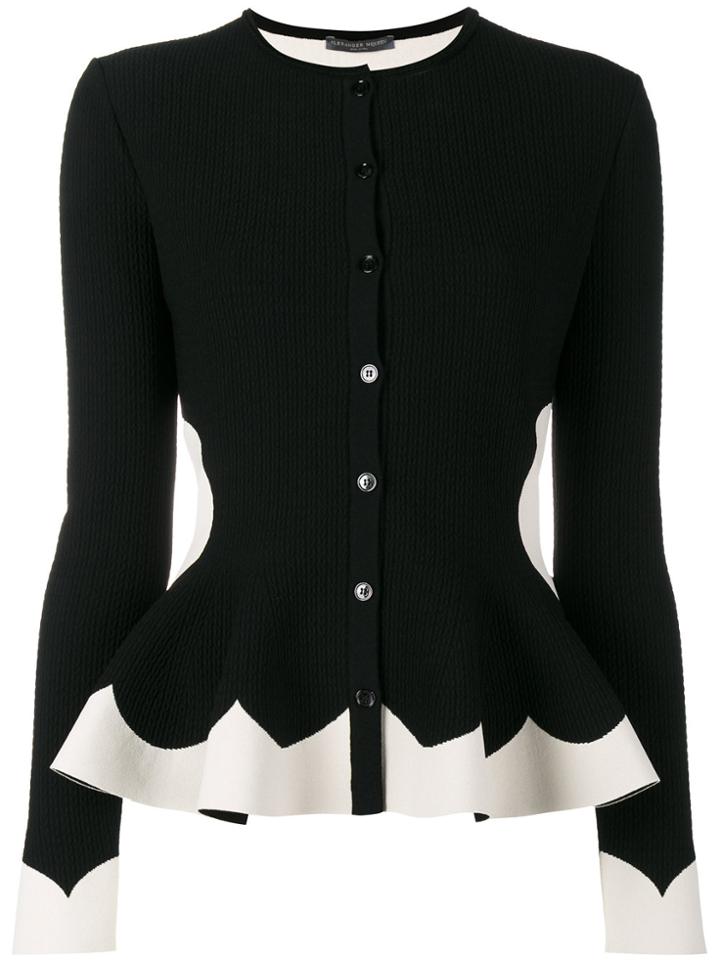 Alexander Mcqueen Peplum Jacquard Cardigan - Black