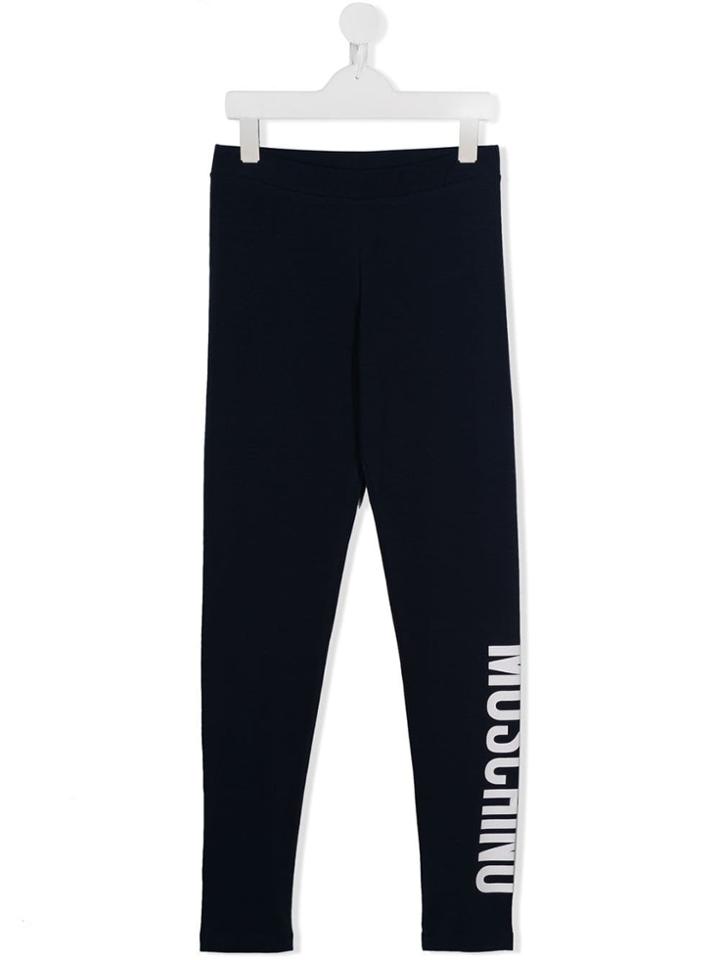 Moschino Kids Printed Logo Leggings - Blue
