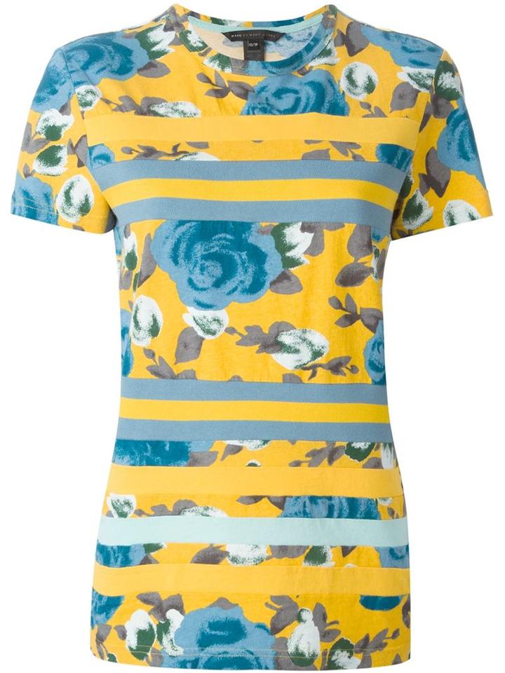 Marc By Marc Jacobs Striped Floral Print T-shirt