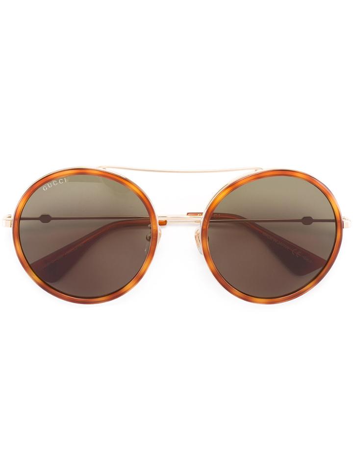 Gucci Eyewear Round Frame Metal Sunglasses - Yellow & Orange