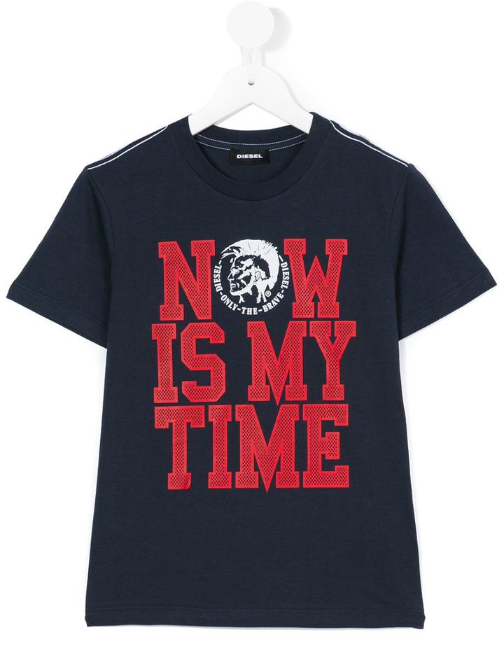 Diesel Kids - Now Is My Time T-shirt - Kids - Cotton - 3 Yrs, Blue