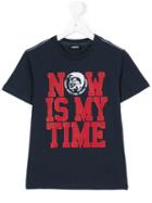Diesel Kids - Now Is My Time T-shirt - Kids - Cotton - 3 Yrs, Blue