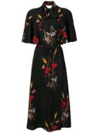 Valentino Floral Shawl Tied Dress - Black