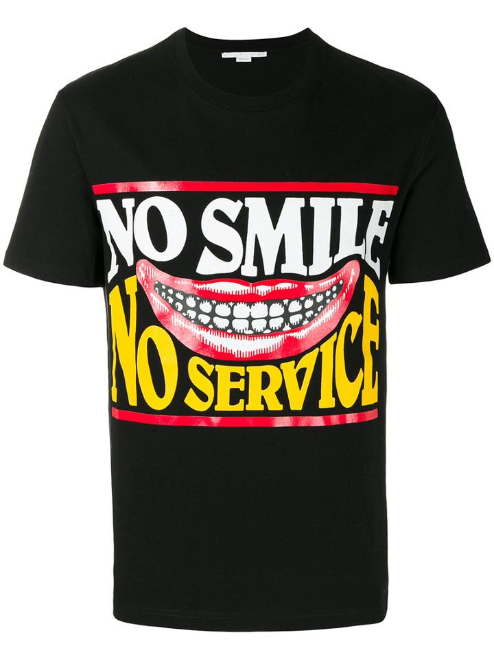 Stella Mccartney - No Smile No Service Print T-shirt - Men - Cotton - S, Black, Cotton