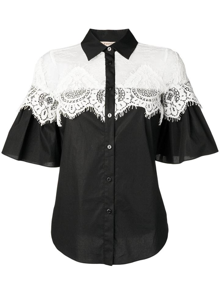 Twin-set Lace Panel Shirt - Black