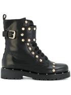 Twin-set Geometric Studs Combat Boots - Black