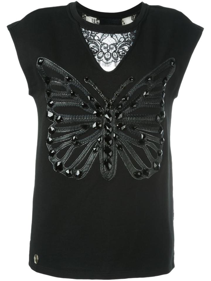 Philipp Plein Butterfly Patch Tank Top, Women's, Size: Xs, Black, Cotton/polyurethane/viscose/aluminium