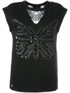 Philipp Plein Butterfly Patch Tank Top, Women's, Size: Xs, Black, Cotton/polyurethane/viscose/aluminium