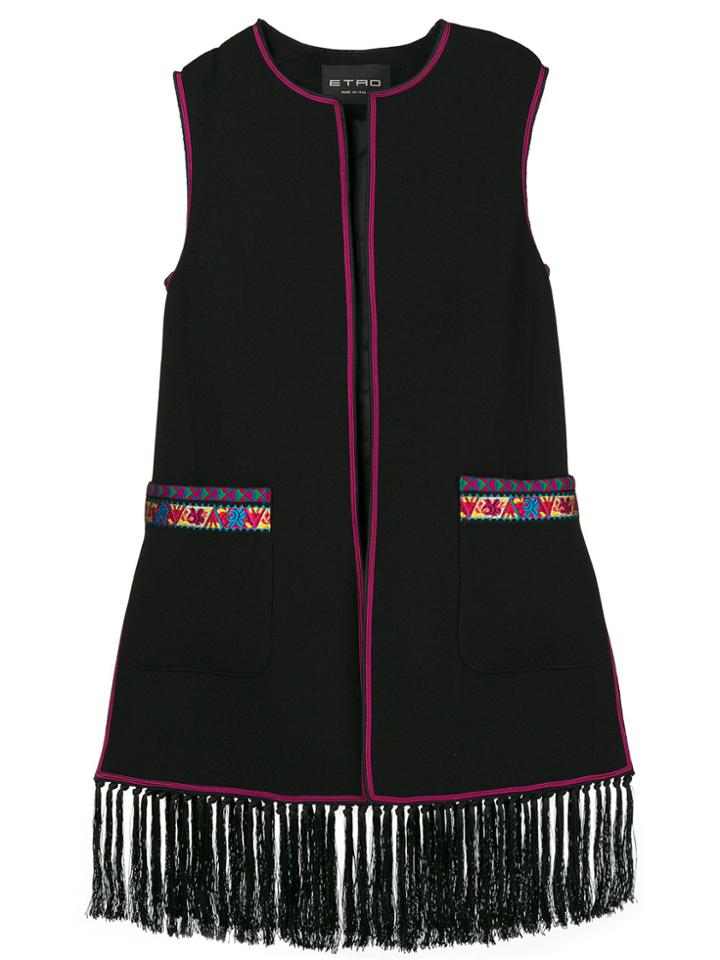 Etro Fringe Trim Gilet - Black