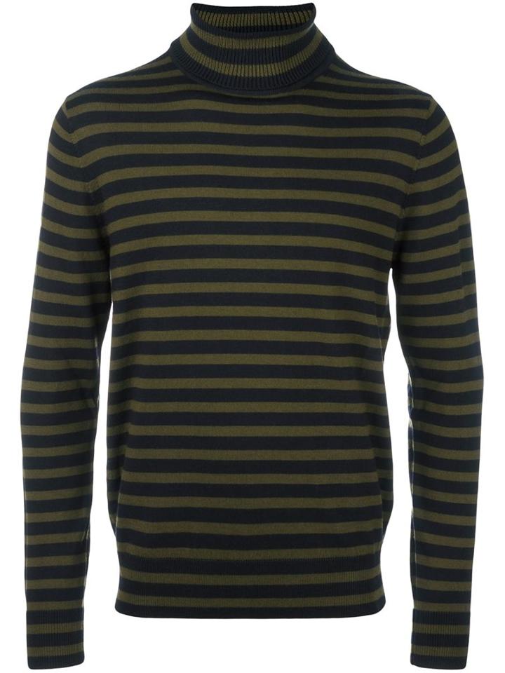 Ps By Paul Smith Striped Turtleneck Jumper, Men's, Size: Small, Blue, Merino