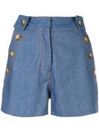 Derek Lam 10 Crosby Denim Short With Button Detail - Blue