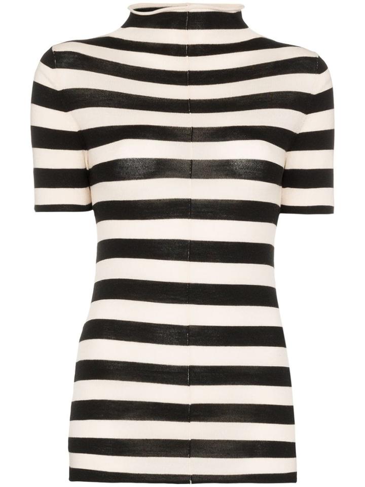 Khaite Nidia Striped Knit Top - Black