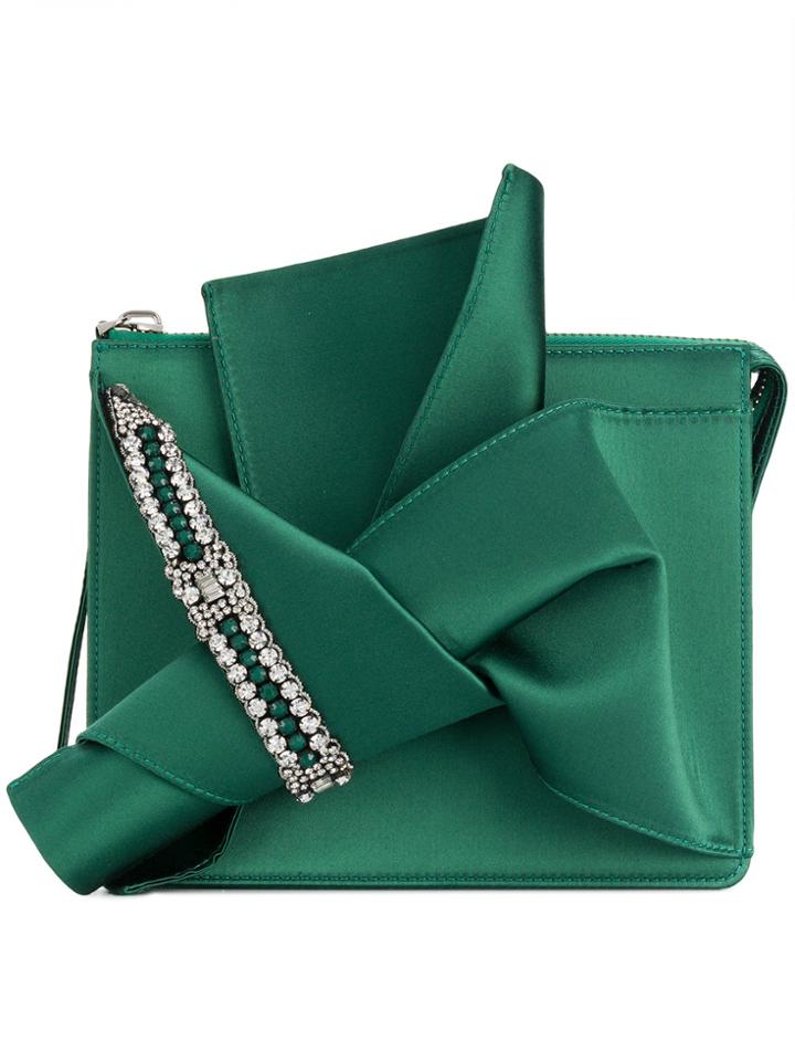 No21 Embellished Abstract Bow Clutch Bag - Green
