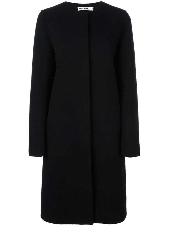 Jil Sander Concealed Fastening Coat - Black