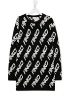 Pinko Kids Teen Knitted Logo Dress - Black