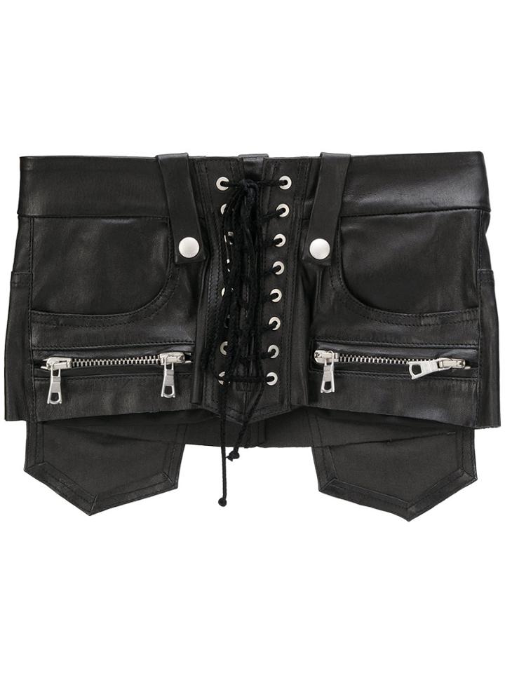 Unravel Project Wide Lace-up Belt - Black