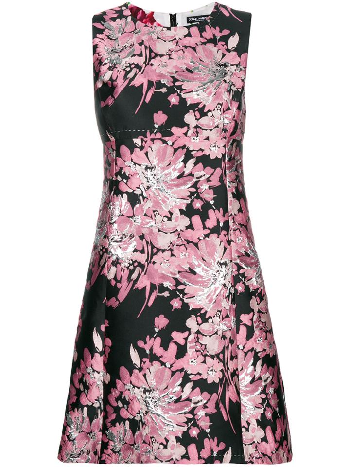 Dolce & Gabbana Floral Embroidered Shift Dress - Pink & Purple