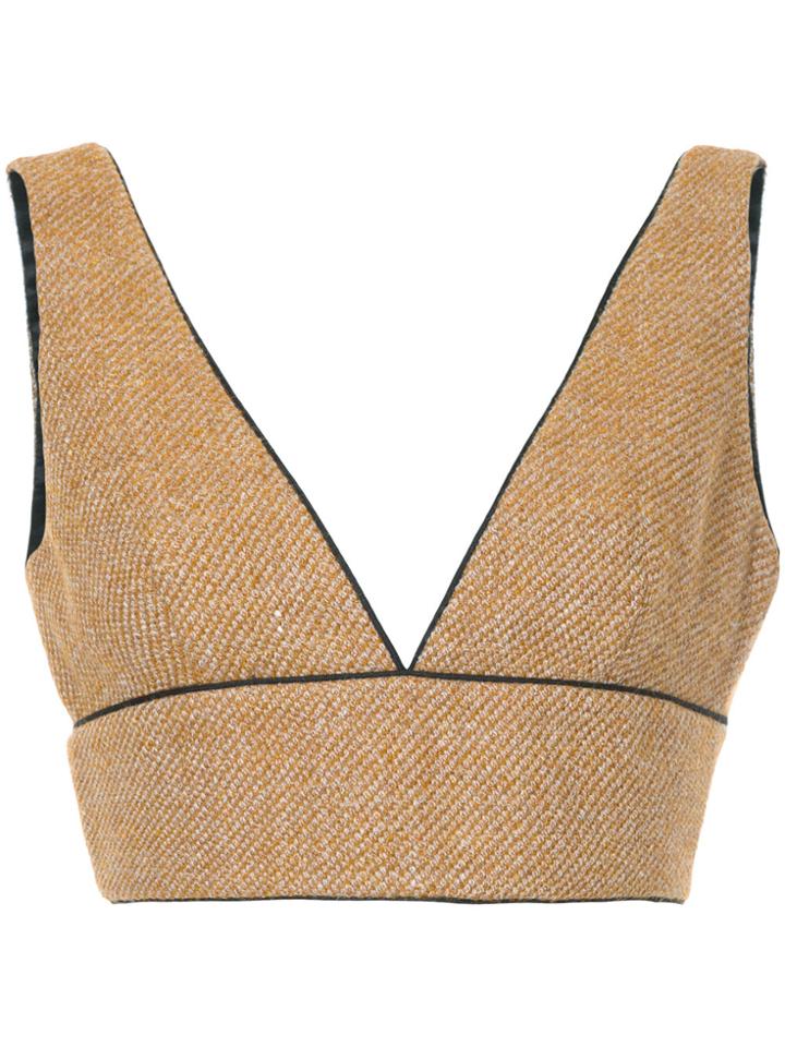 Aeron Knit Cropped Bra Top - Brown