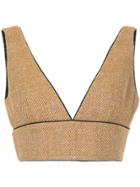 Aeron Knit Cropped Bra Top - Brown