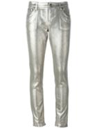 Roberto Cavalli Metallic (grey) Effect Skinny Jeans, Women's, Size: 42, Cotton/polyurethane/polyester