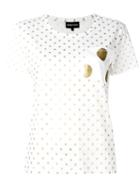 Emporio Armani Dots Print T-shirt, Women's, Size: 38, White, Cotton/modal