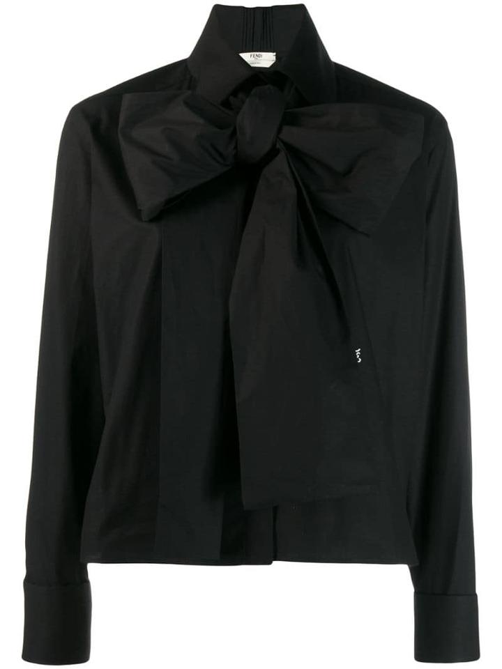 Fendi Maxi-bow Taffeta Blouse - Black