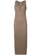 Isabel Benenato - Sleeveless Ribbed Henley Dress - Women - Cotton/modal/cotton - 40, Brown, Cotton/modal/cotton