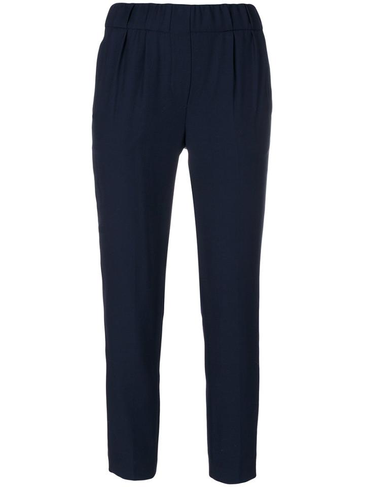 Brunello Cucinelli - Cropped Tailored Trousers - Women - Polyester/acetate/cupro/virgin Wool - 44, Blue, Polyester/acetate/cupro/virgin Wool