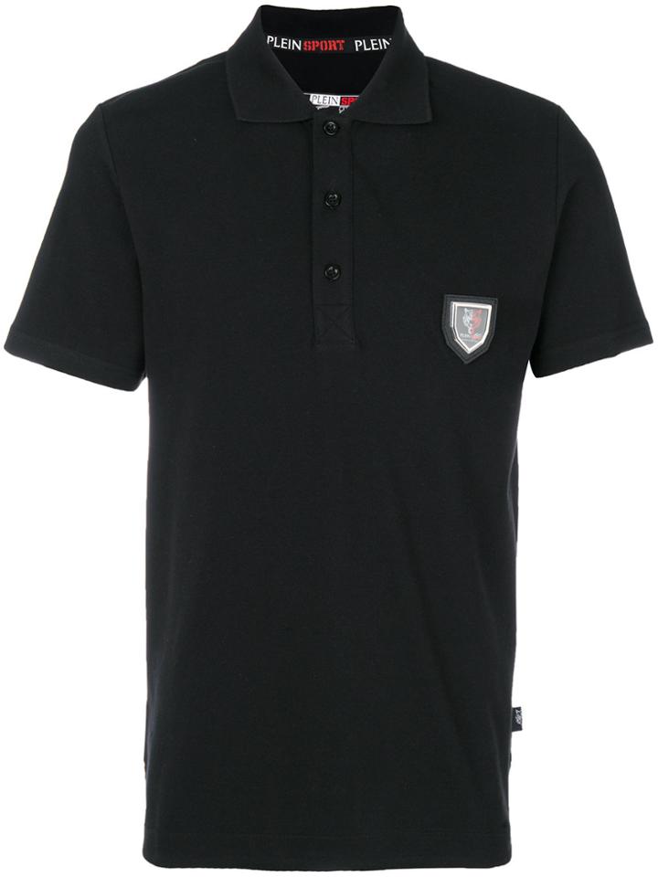 Saint Laurent Leather Collar Polo Shirt - Black