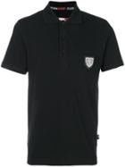 Saint Laurent Leather Collar Polo Shirt - Black