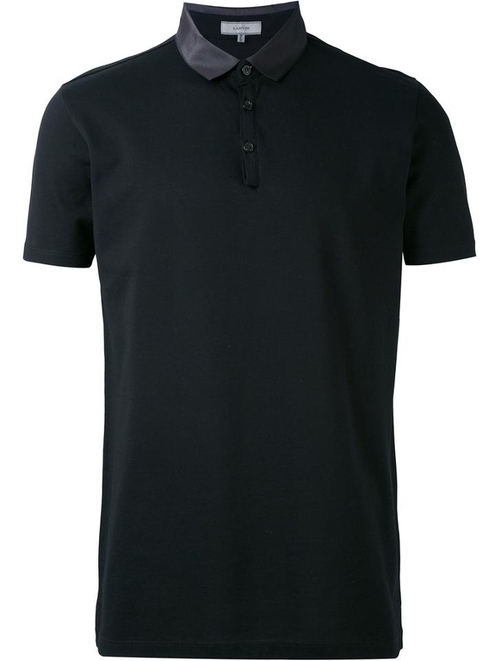 Lanvin - Silky Collar Polo Shirt - Men - Cotton - Xxxl, Black, Cotton